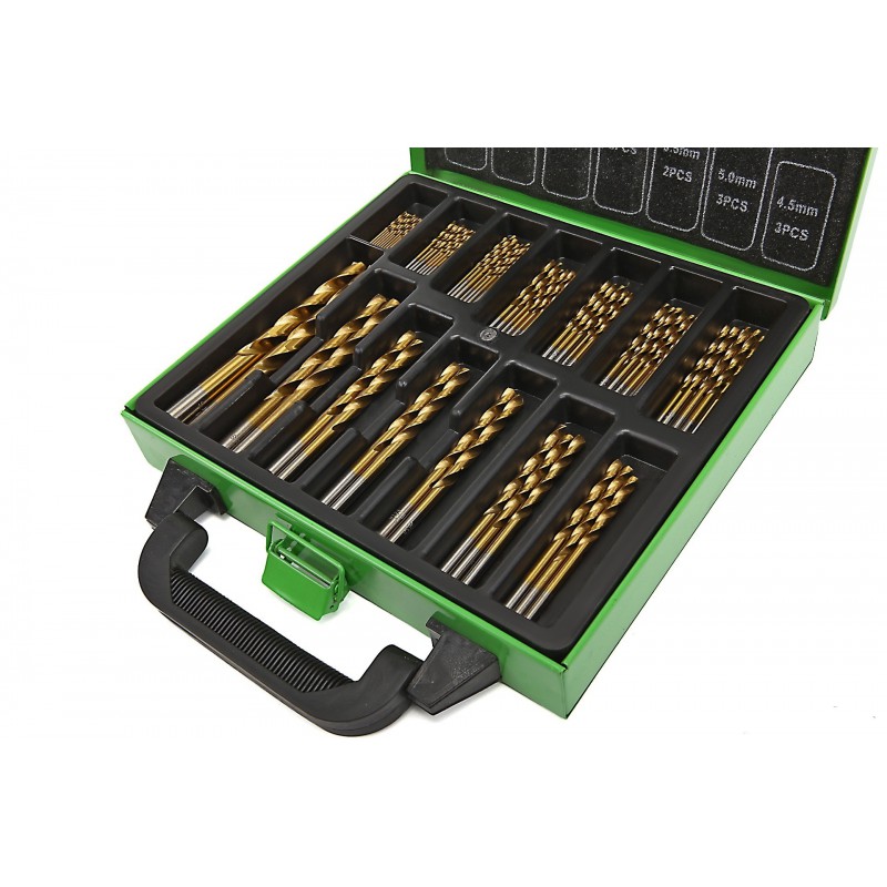 HSS Boren 99-dlg TiN gecoat in stalen box HSS Boren 99-dlg TiN gecoat in stalen box