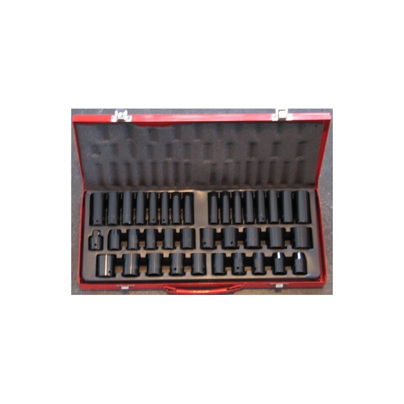 38DLG LANGE/KORTE KRACHTMOER SLAGMOERDOPPENSET INCH & METRISCHE MAT 38DLG LANGE/KORTE KRACHTMOER SLAGMOERDOPPENSET INCH & METRISCHE MAT